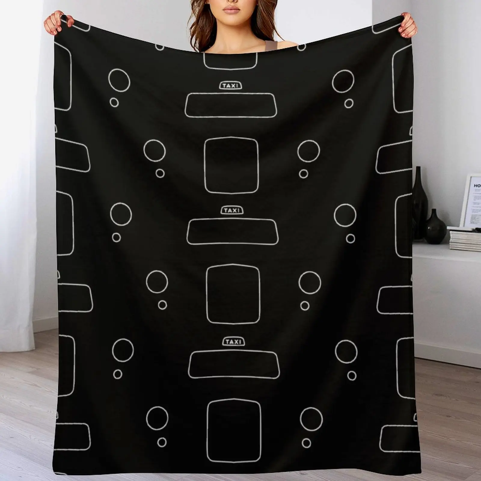 London black cab taxi Fairway FX4 outline graphic (white) Throw Blanket Luxury Thicken Extra Large Throw Sleeping Bag Blankets