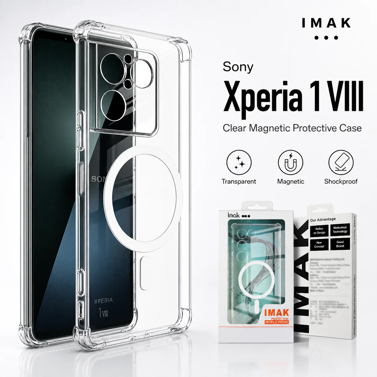 Magnetic Case For Sony Xperia 1 VIII Soft Cover Built in Magnet Airbag Bumper CA0003