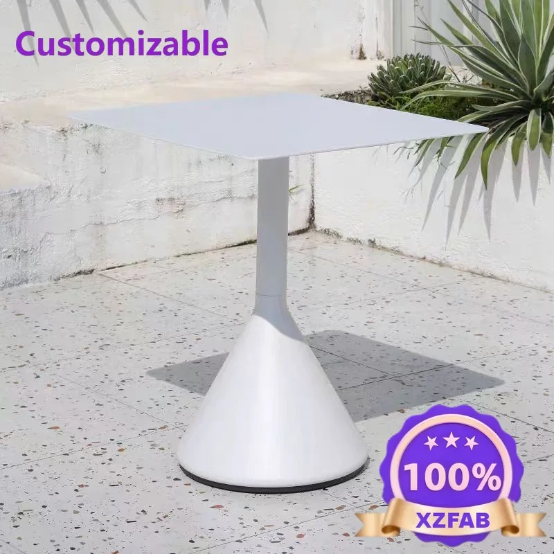 Factory Direct 2026 White table, all-aluminum long table outside the courtyard, outdoor leisure stretch tabl, plastic wood table
