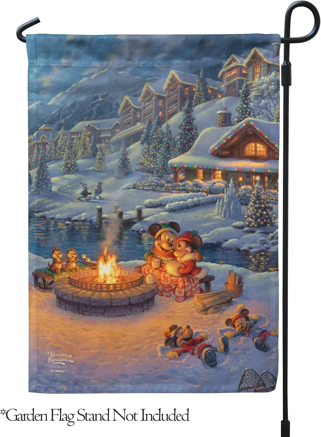 Flagology.com, Thomas Kinkade, Disney, and Minnie Christmas Lodge – Garden Flag 12.5 x 18, Officially Licensed Thomas Kin