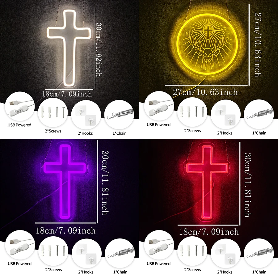 Неоновые вывески серии Cross, Крест Иисуса используется для декора стен, питание от USB, комнаты, гостиной, свадьбы, церкви, пасхального настенного светильника.