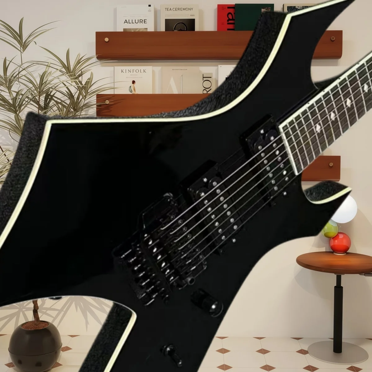 Chitarra Rock Nera con Manico in Palissandro Tedesco Pronta per la Spedizione, Ponte Regolabile, Pickup HH, Regalo Pratico per l'Apprendimento Musicale