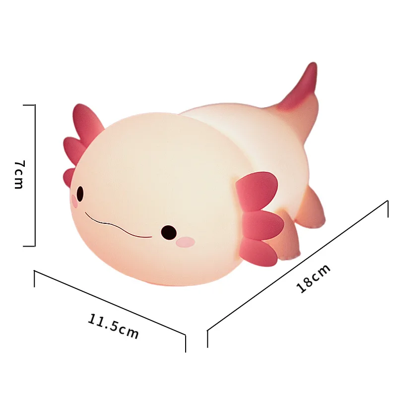 Axolotl ضوء الليل لطيف سداسية ديناصور ضوء الليل سيليكون بات أضواء زخرفة مصباح للزينة القابلة لإعادة الشحن