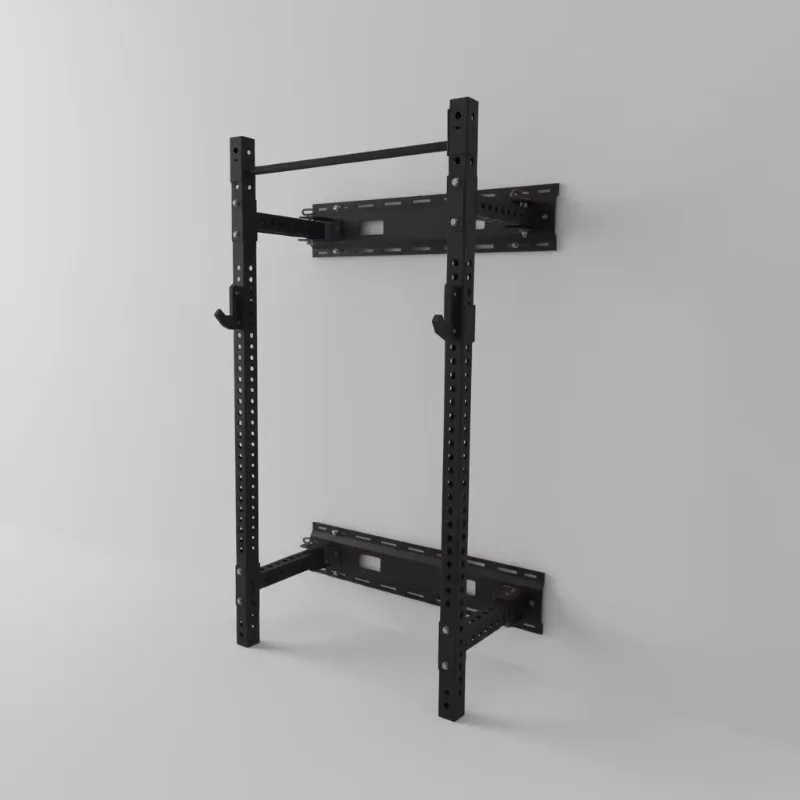 

Space Saving Wall Mounted Folding Squat Rack with Pull up Bar Home Gym