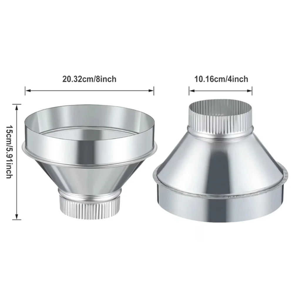 8 Inch To 4 Inch Zinc Coated Steel Air Tube Diameter Converter Vent Pipe Connecting Joint Home Dryer Renewal Hardware Component