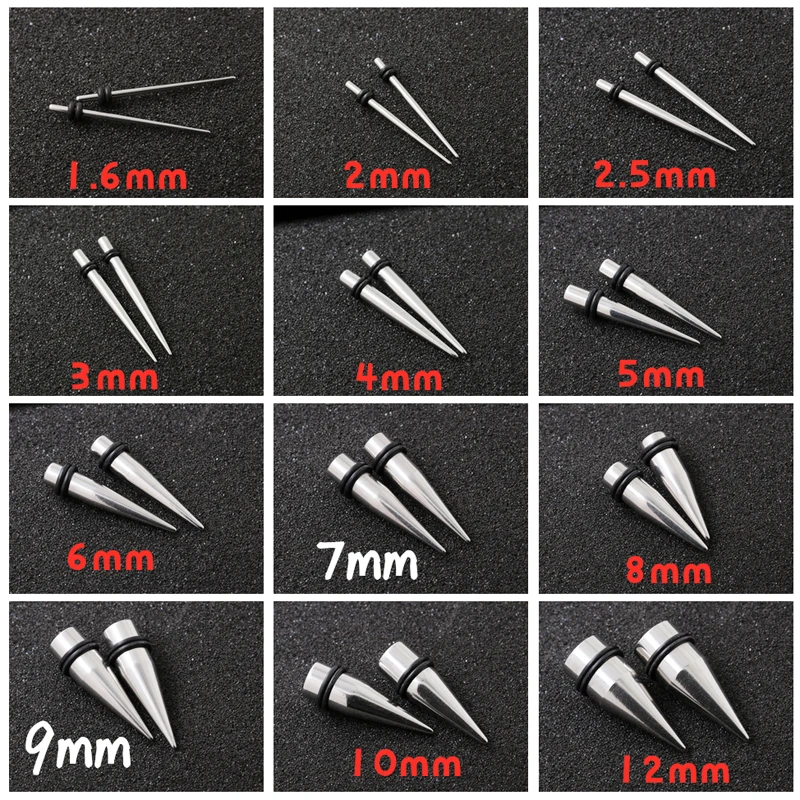 2Pcs Titanium Steel Ear Stretcher Kit Gauges Ear Tapers Expander Plugs and Tunnels Body Piercing Jewelry 1.6-10mm