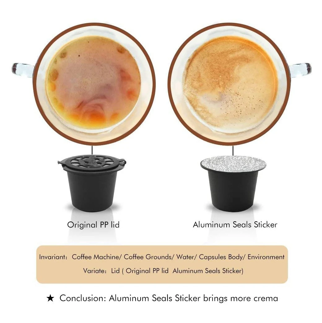 BBNV-100Pcs 알루미늄 호일 뚜껑 알루미늄 뚜껑 씰 Nespresso Originalline 캡슐 용 호일 뚜껑 스푼 브러시가있는 커피 포드