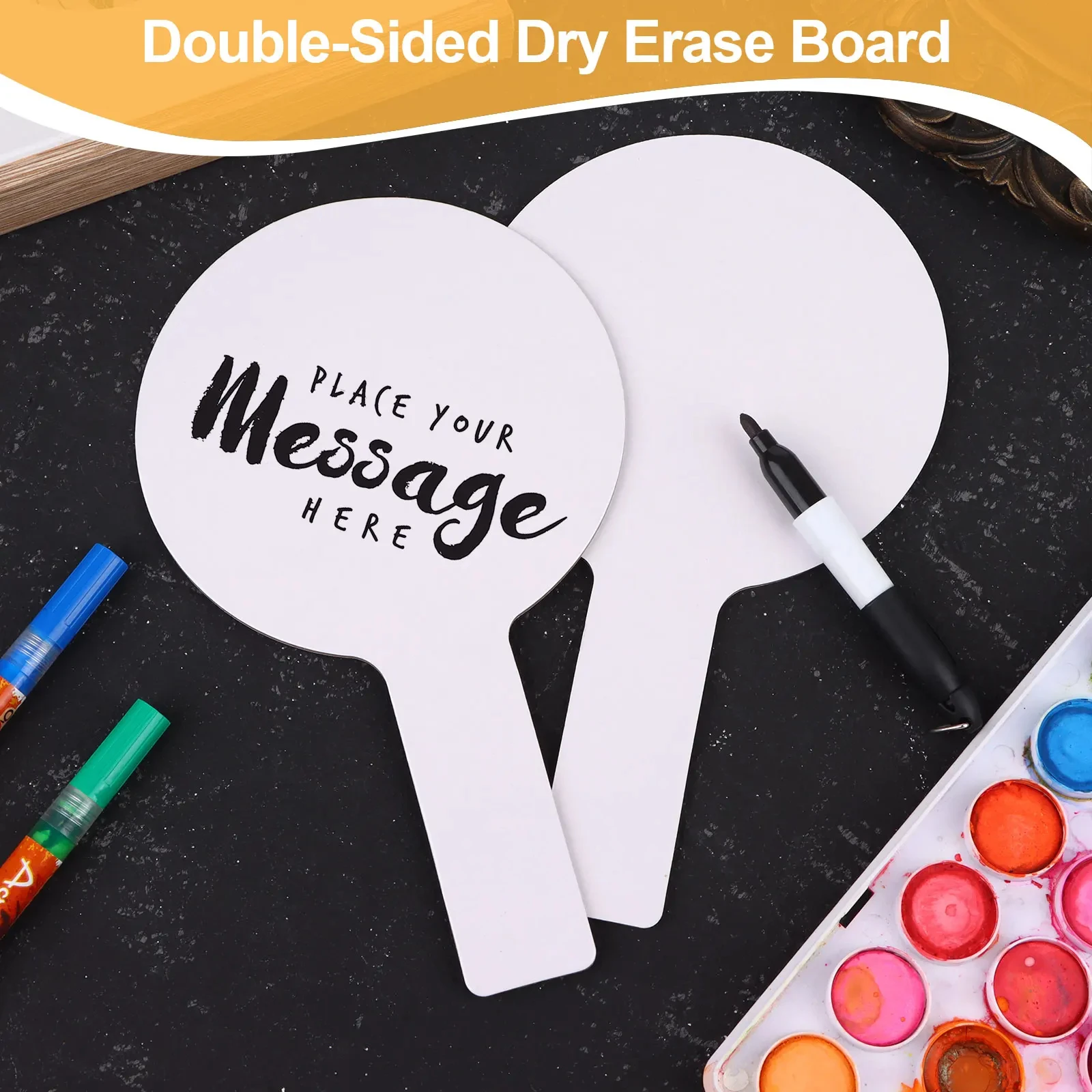 Dry Erase Answer Paddles Handheld Double Sided Paddles Mini White Boards Small White Board Dry Erase Signs Auction Pad 10Pcs