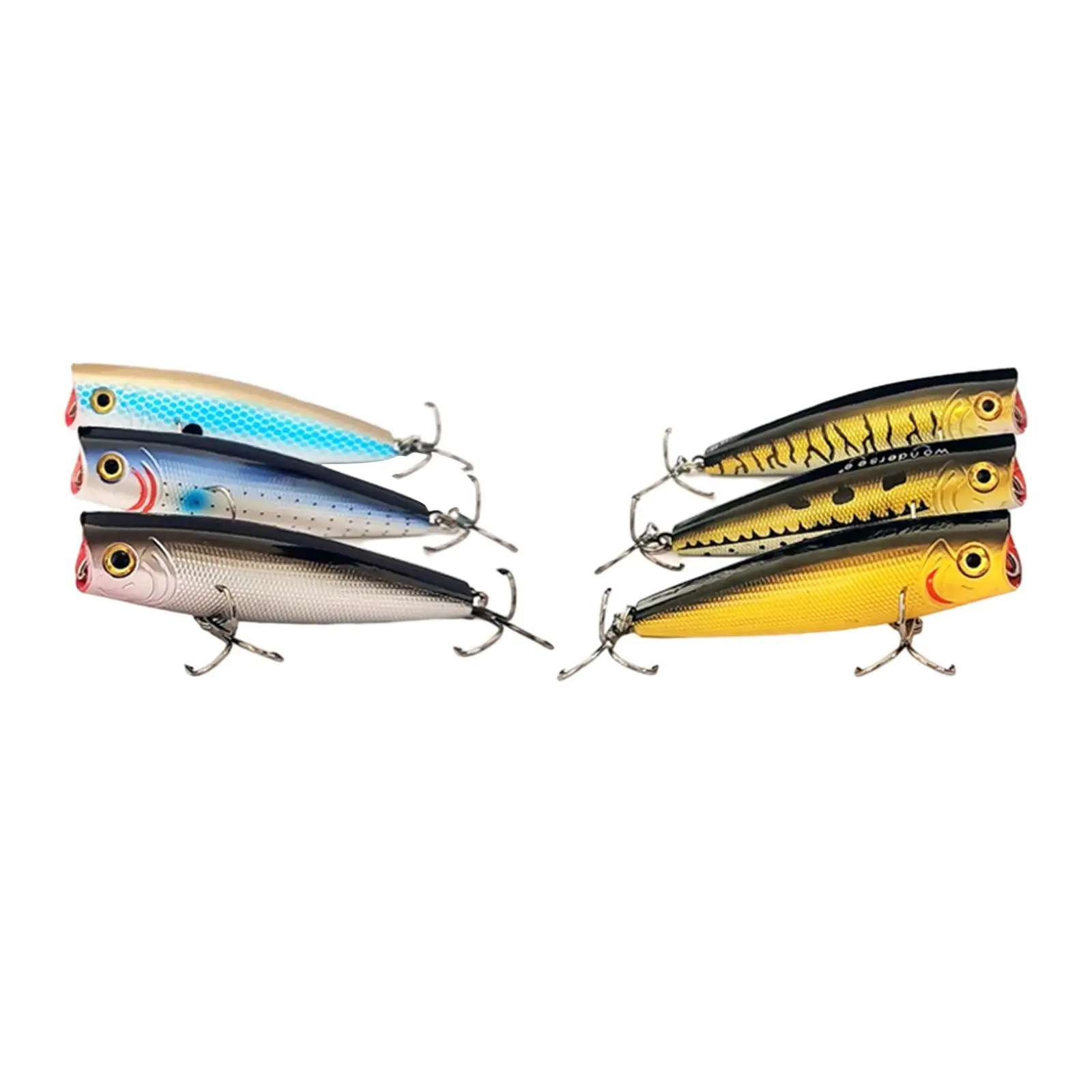 6x Topwater Fishing Lures Swimbaits Portable Durable Slow Sinking Plopping Bass Lure for Bass Minnow Redfish Catfish Perch