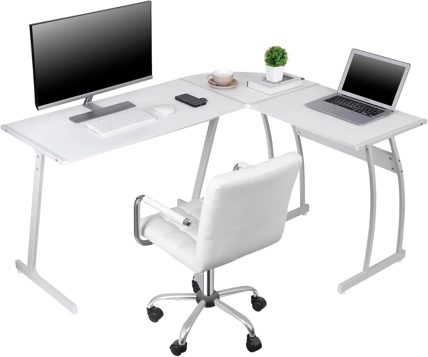 L-Shaped Corner Desk Computer Gaming Desk - Modern Home PC Table Office Writing Workstation