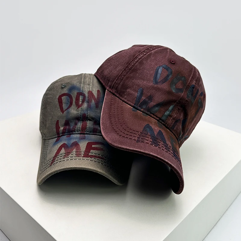 New Unisex American Style Graffiti Letters Baseball Hats Breathable Retro Sunshade Hip Hop Peaked Caps Versatile Fashion Niche