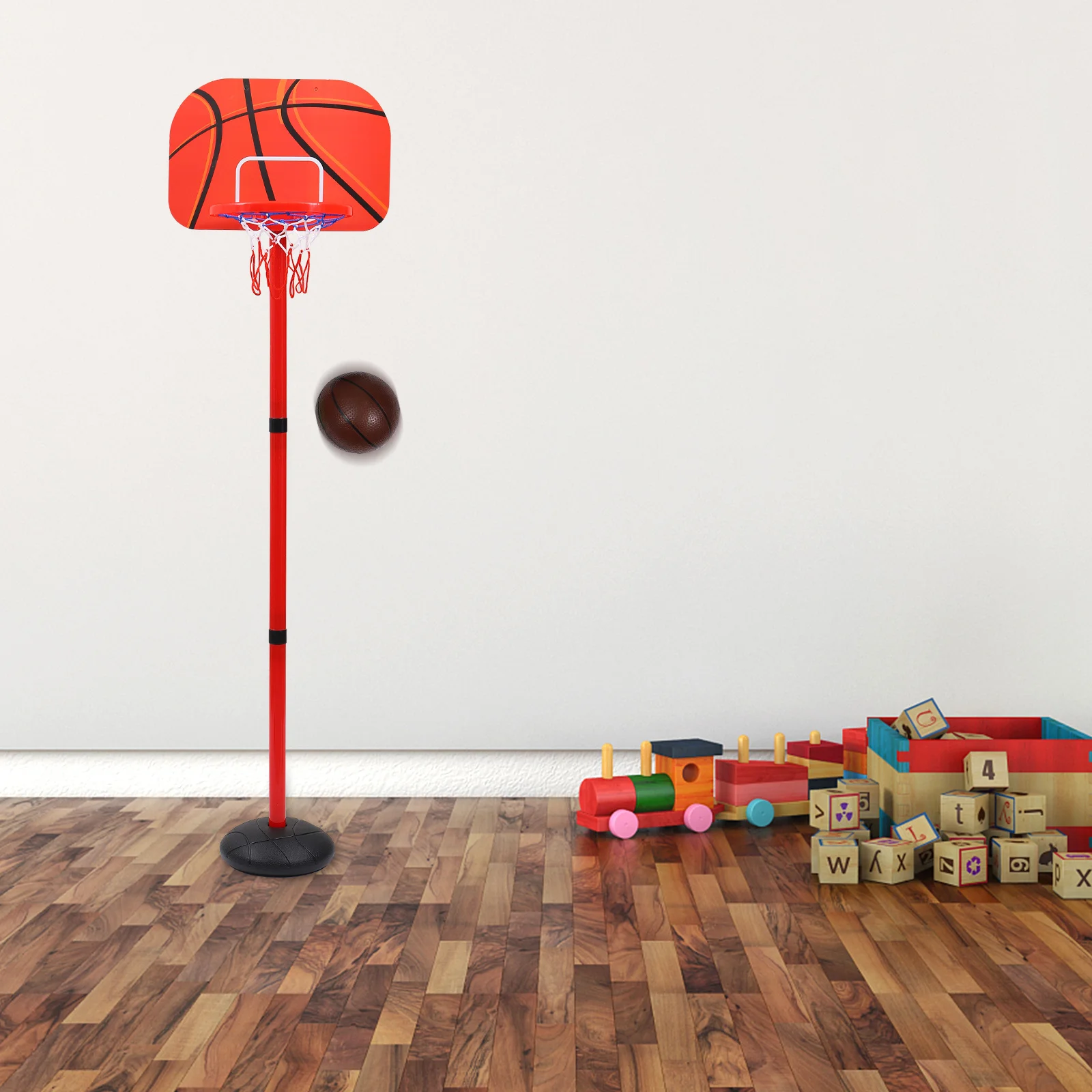 مجموعة واحدة من طوق كرة السلة للأطفال للاستخدام الداخلي، مجموعة ألعاب رمي كرة السلة القابلة للتعديل للأطفال، ممارسة متعة المهارات #5