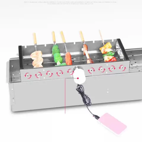 스테인레스 스틸 자동 플립 바베큐 랙, 상업용 및 가정용 양고기 꼬치 랙, 플러그인 전원 은행, 전기 회전 g