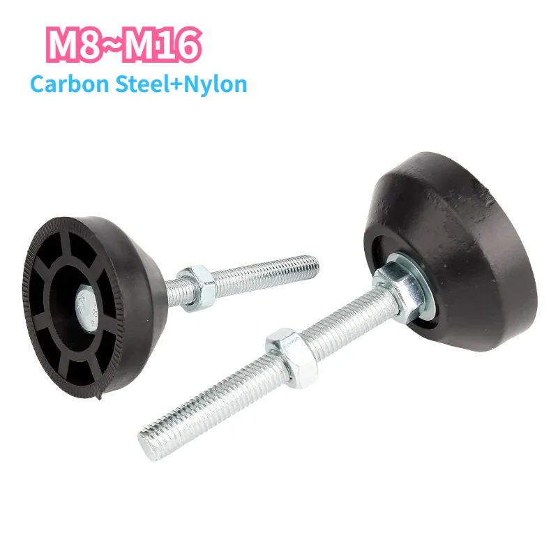 Adjustable Leg Thread Type Adjustable Levelling Feet Swivel Base Carbon Steel+Nylon Articulating Leveling Legs M8 M10 M12 M14M16