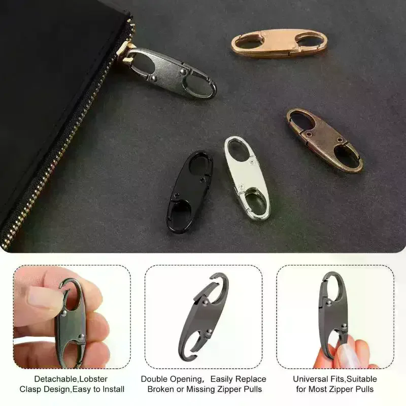 

2 шт. замки-защелки для молний, предотвращающие кражу, двойные разъемные замки-молнии, сменные съемные соединители для молний, замок-карабин для молнии