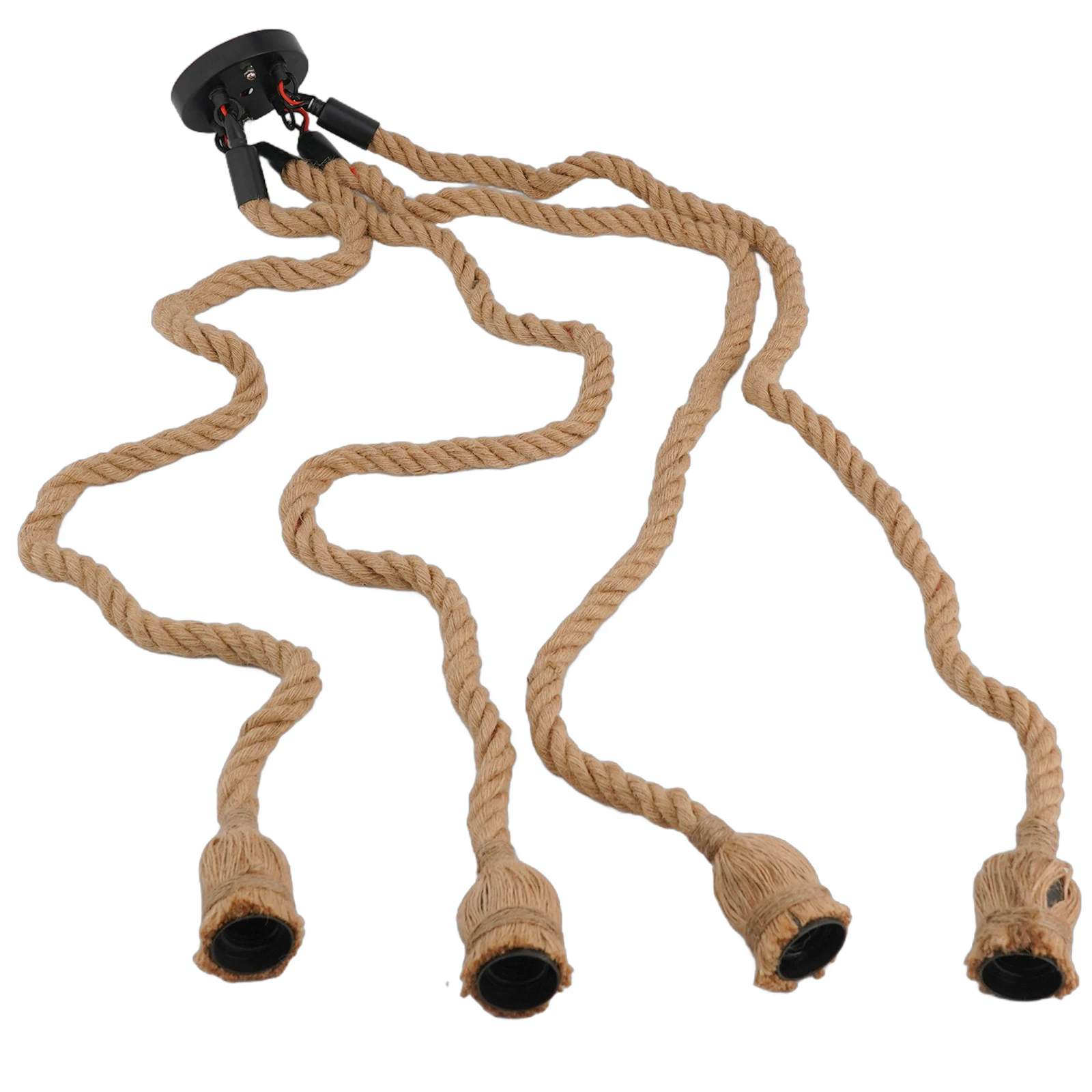 

Retro Light Pendant Light 4 Lights Pendant Light Fitting E27 Lamp Holder Earth Yellow IP20 Natural Hemp IP20 New