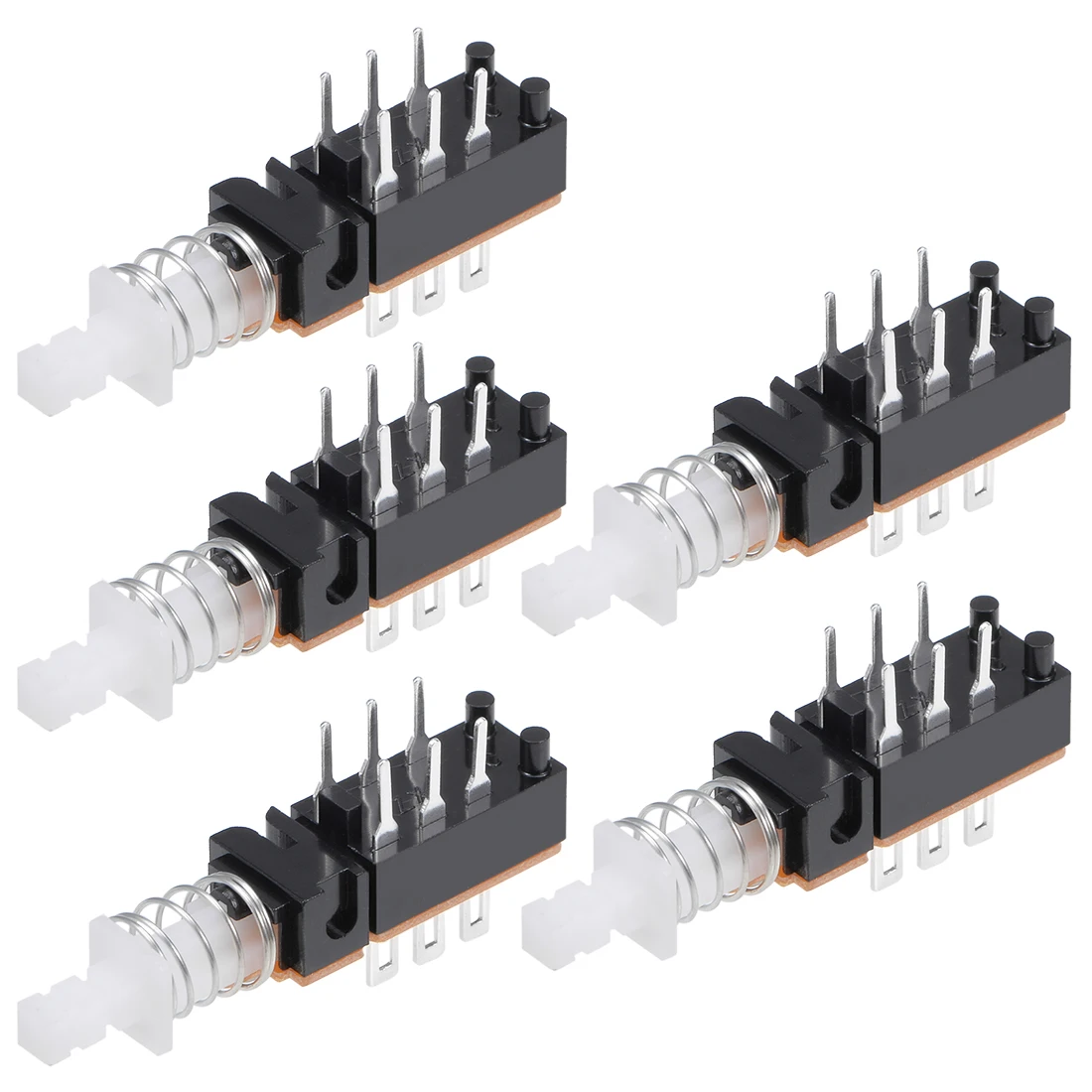 2/5/10/15/20Pcs Push Button Switch Latching DPDT 6 Pin 1 Position Self-Locking Black Straight Through Hole Straight Key Switch