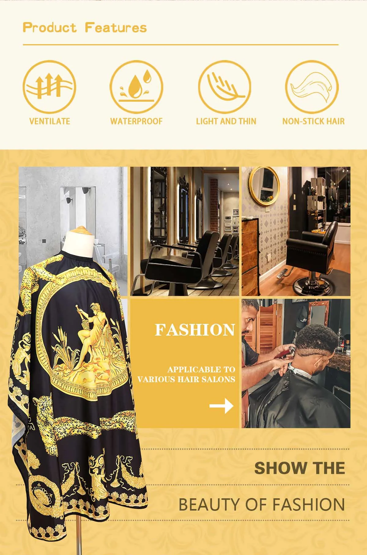 Barbershop Friseur Mantel Wasserdicht Frisur Einstellbare Kleid Anti-statische Schnalle Haarschnitt Tuch Barber Cape Werkzeug – Detail 2