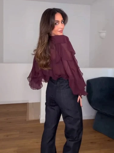 Imagen 2 del producto MUJER 2025 Blusas con volantes para mujer Camisas y blusas semitransparentes Blusas casuales de verano para mujer Tops de moda para mujer Blusas para mujer