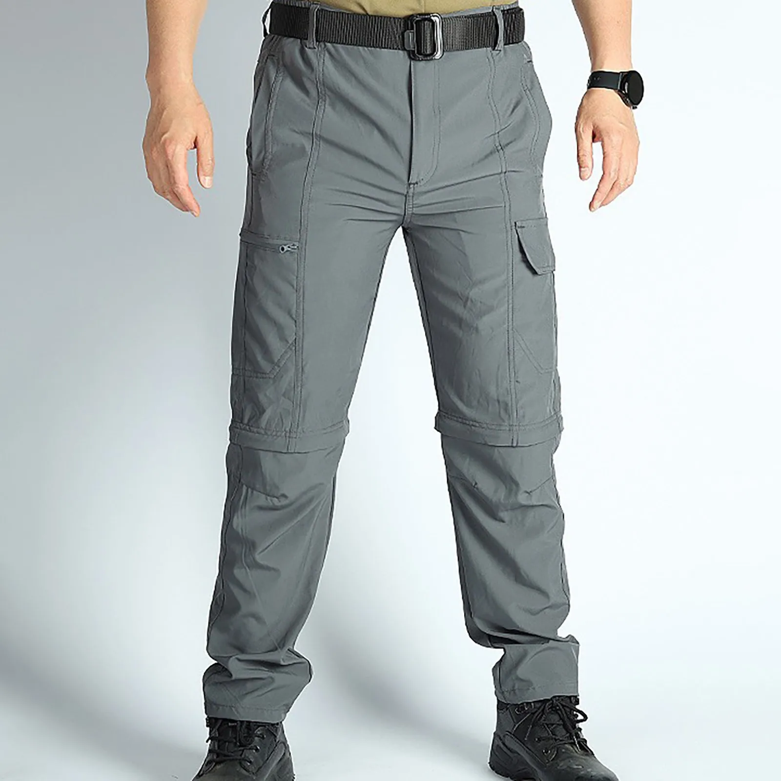 Men's Convertible Hiking Pants Lightweight Zip Off Breathable Cargo Pants For Outdoor Fishing Flat Front Pants