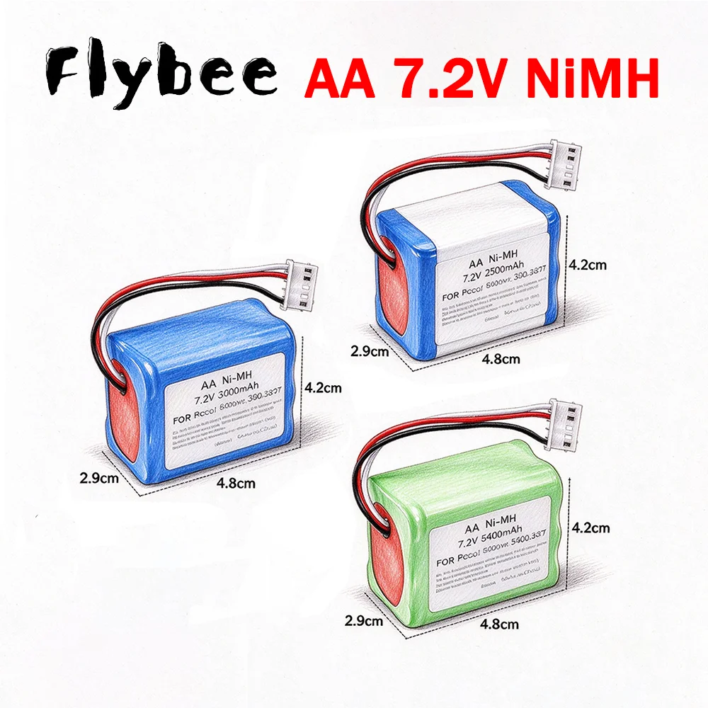 1/2Pcs AA NI-MH 2500mah/3000mah/5400mah 7.2V Battery for iRobot Braava 380T, 380, 390T, Mint 5200, 5200B, 5200C Vacuum Cleaner
