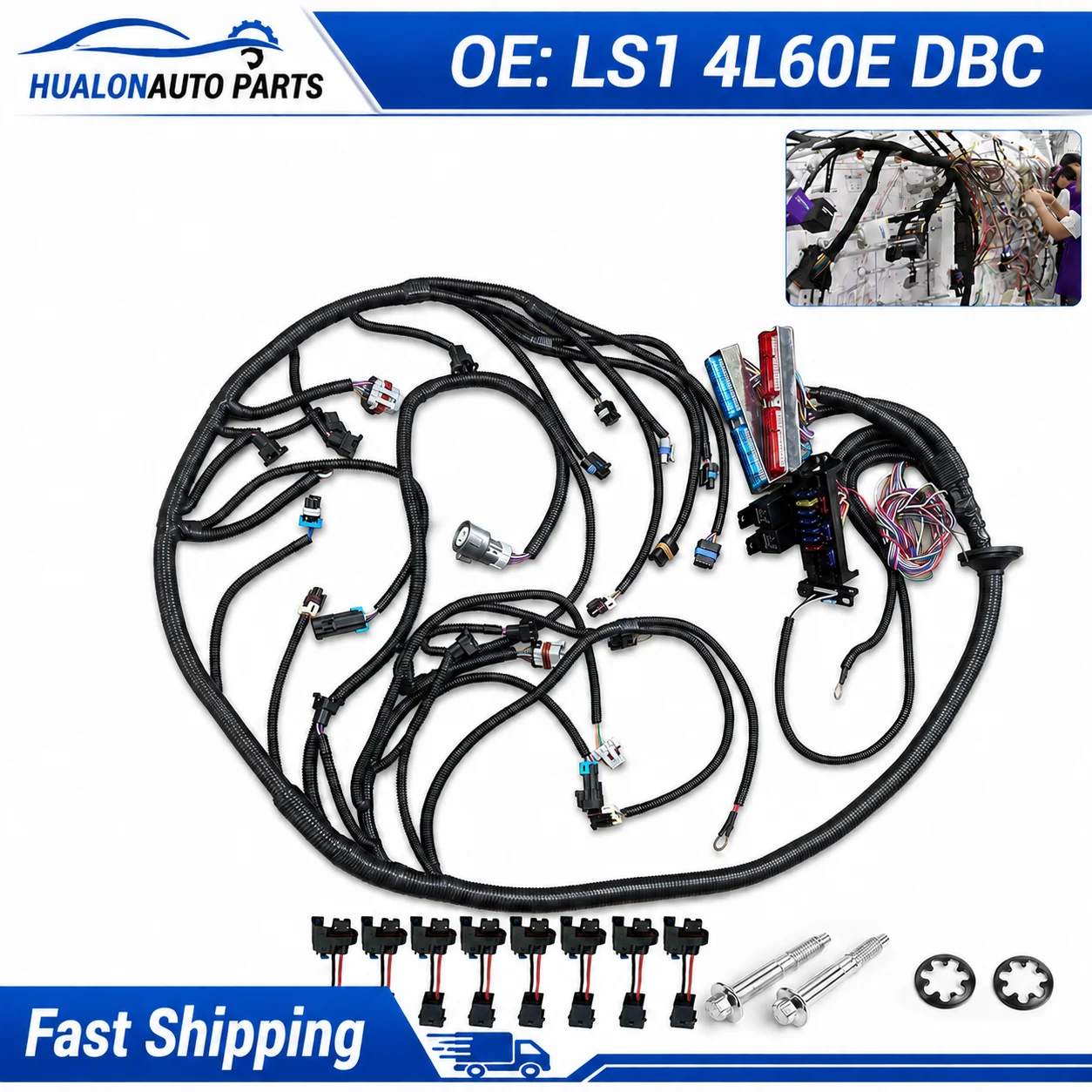 4L60E DBC with 8× Del Adapters Engine Wiring Harness Drive by Cable  LS Swap for GM 1997-2006 DBC LS1 Vortec 4.8L 5.3L 6.0L