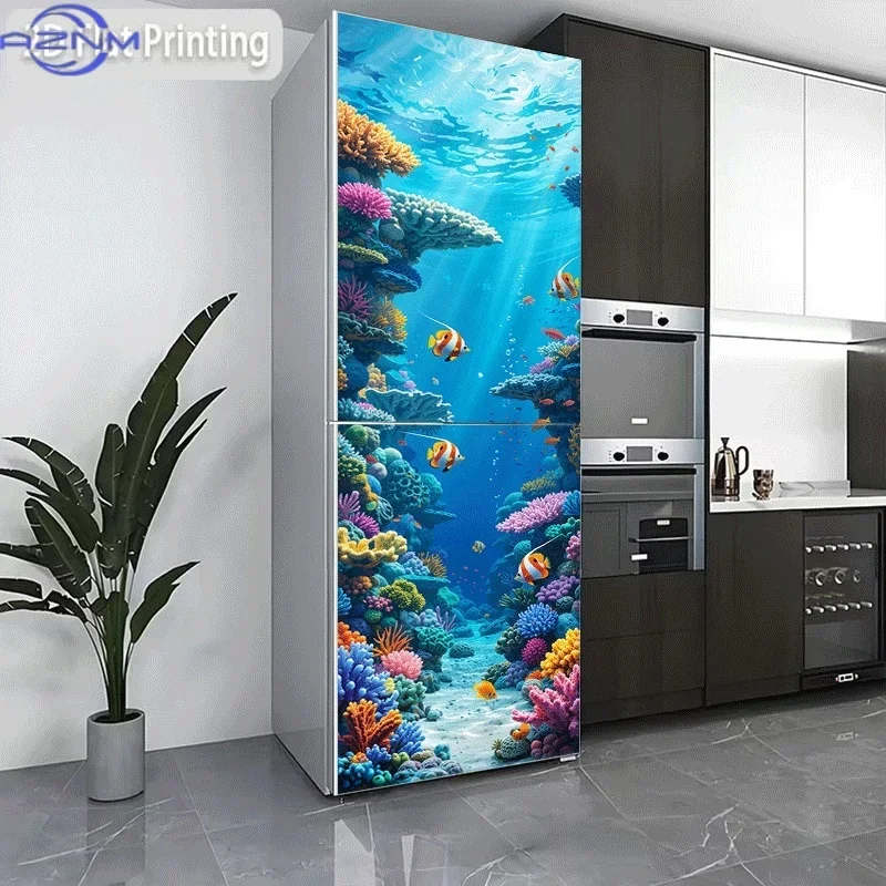 1pc of 2D Pattern Printing Kitchen Refrigerator Sticker Measuring 23.62X70.87 inch, Featuring The Theme 'Colorful Coral Reef F