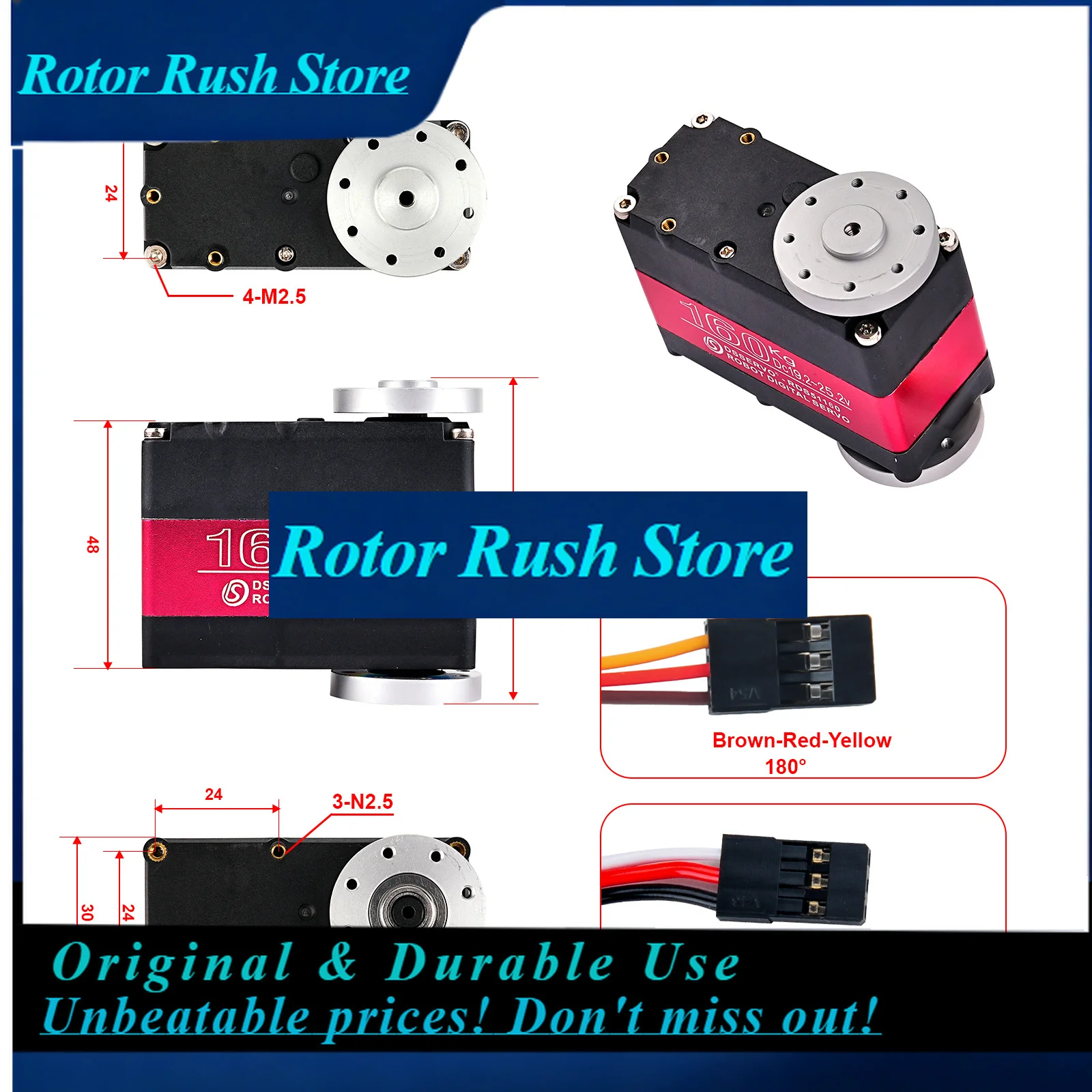 RoRuS4PCS 160KG RDS51160 RC Digital  Robot  180° 270° High Torque Metal Gears  Motor For 1/5 FPV Drone Car Robot