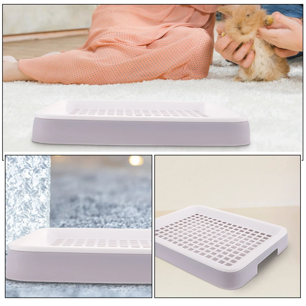 

2Pcs Pet Cleaning Supplies Rectangular Rabbit Litter Box Mini Portable Bunny Cage Toilet for Home Kitchen Bathroom Easy Clean