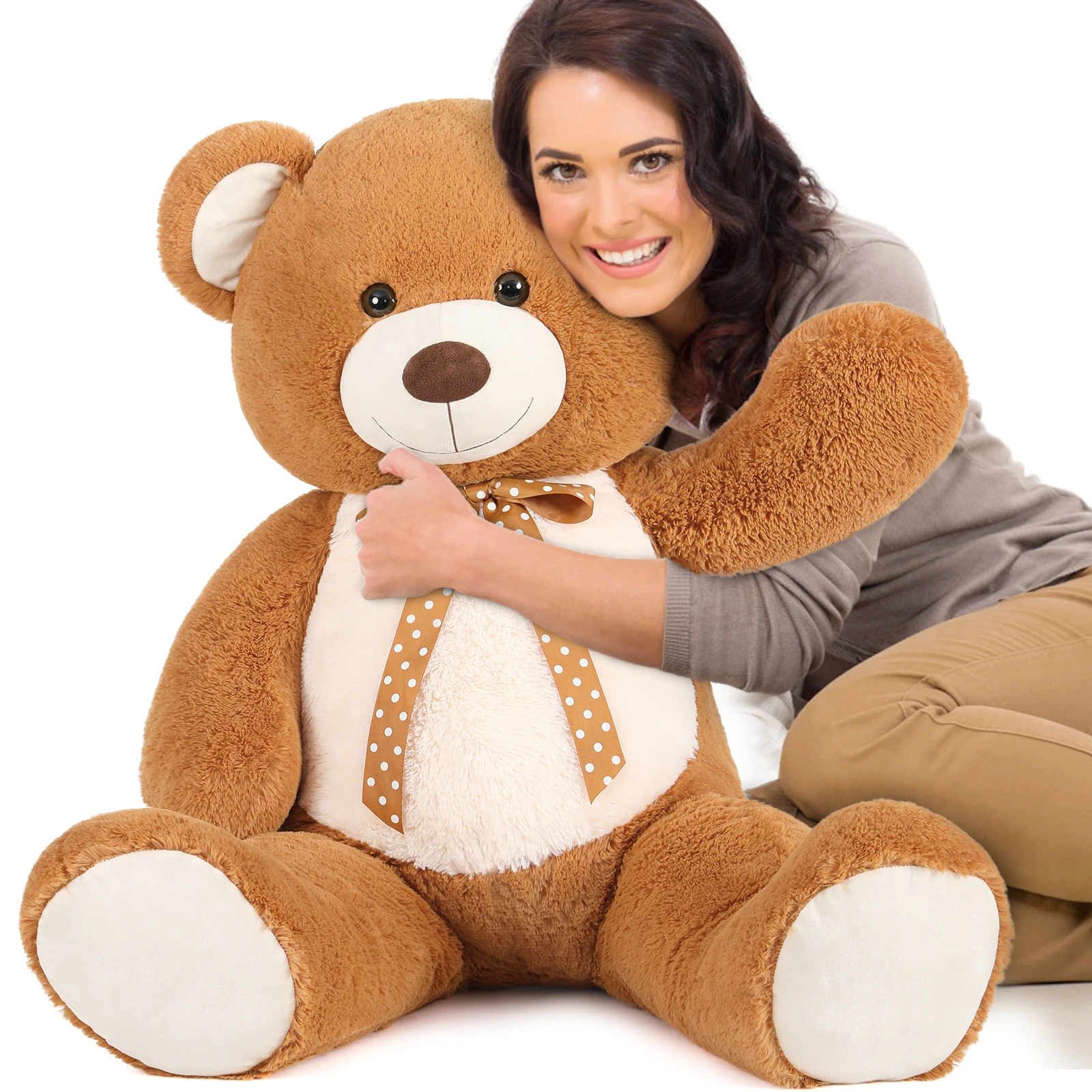 MorisMos Riesen-Teddybär, 1,2 m, Stofftier für Freundin, großer kuscheliger großer Bär für Kinder, Babyparty-Dekoration, Lebensgröße