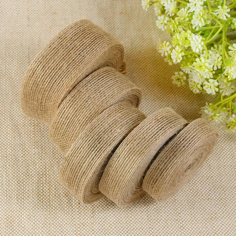 10m 15/20/25/30/38mm Natural Vintage Jute Burlap Ribbon Rustic Wedding Party Decorative DIY  Bow Crafts Gift Packaging Supplies