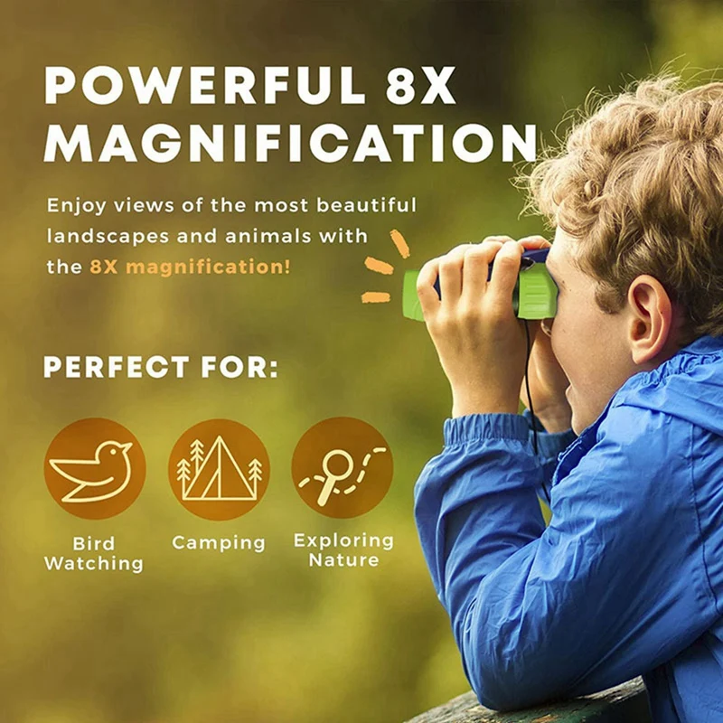 Kids Binoculars 8 X 21 Compact Telescope Suitable For Bird Watching, Camping, Traveling, Play Games, Binoculars Kids Toy