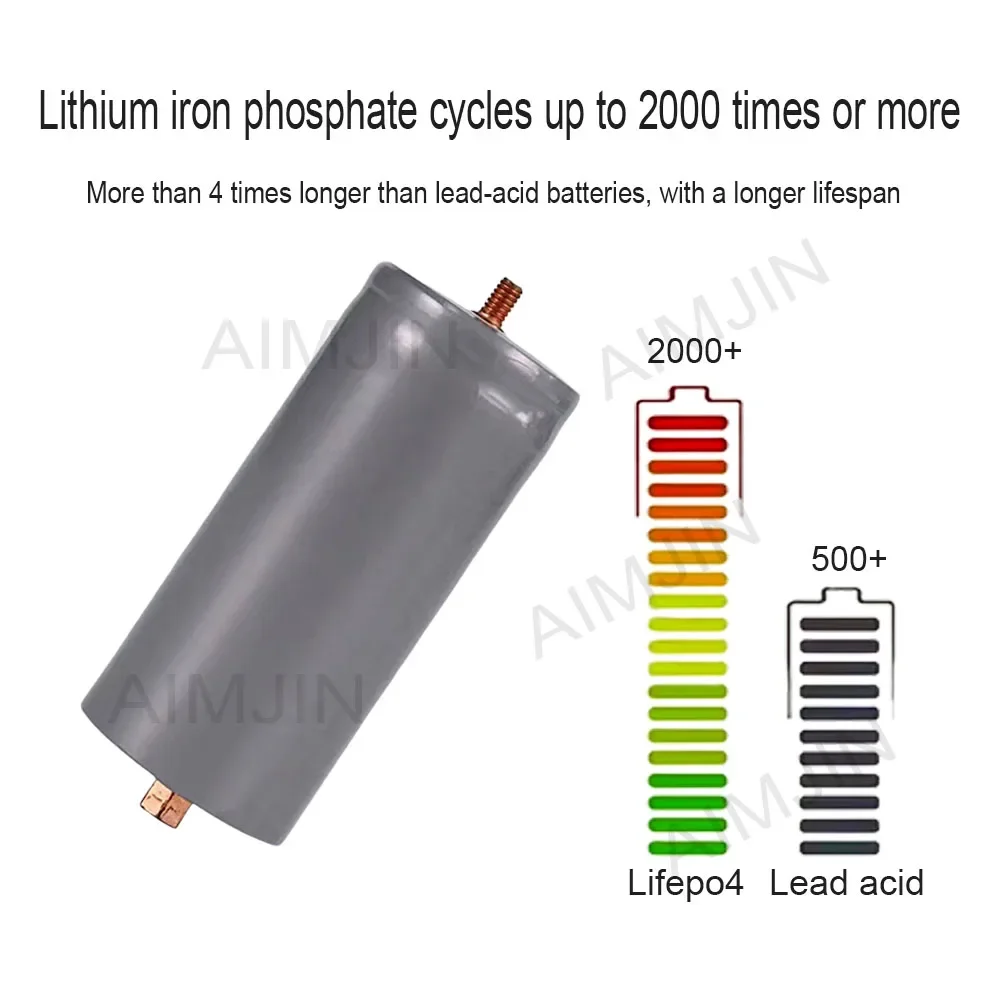 32650 3,2 V 2000 cykli Lifepo4 6500 mAh cylindryczne ogniwa litowe do zestawu DIY Ebike 12 V 24 V bateria + śruby