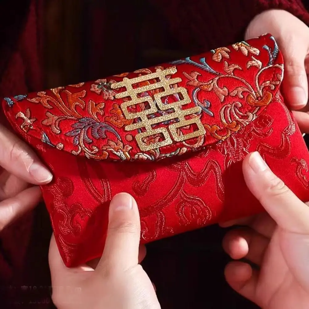 Multiple Patterns Wedding Red Envelope Best Wishes Embroidery New Year's Blessing Bag Tassel Design Velvet cloth - Image 3