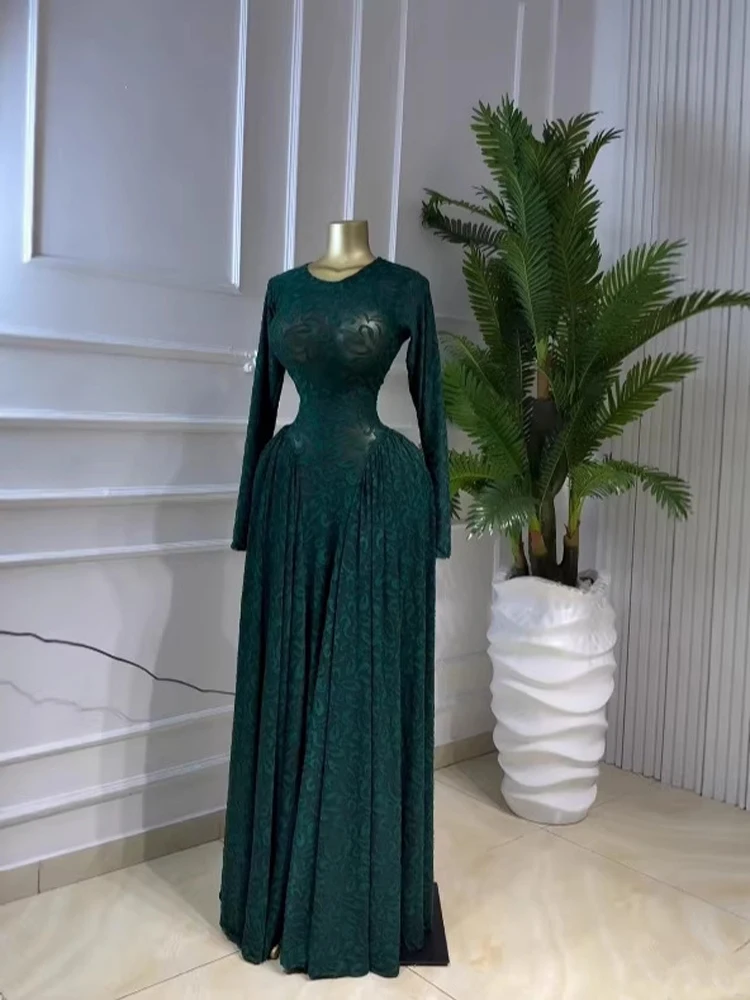 Luxuriöses Damen-Maxikleid mit elegantem Design, Print und Mesh, zweiteiliges Set mit Unterkleid, Urlaubs- und Strandstil, langärmlig – Detail 15