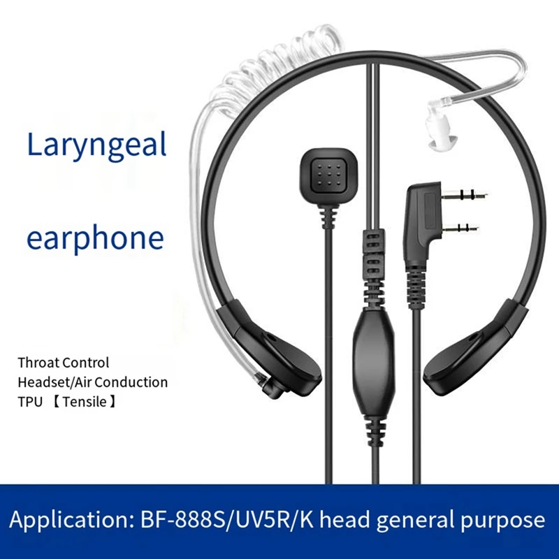 Intercom Throat Microphone Headset Throat Vibration For Baofeng BF-UV5R 888S 82 Throat-Controlled Air Duct Headset