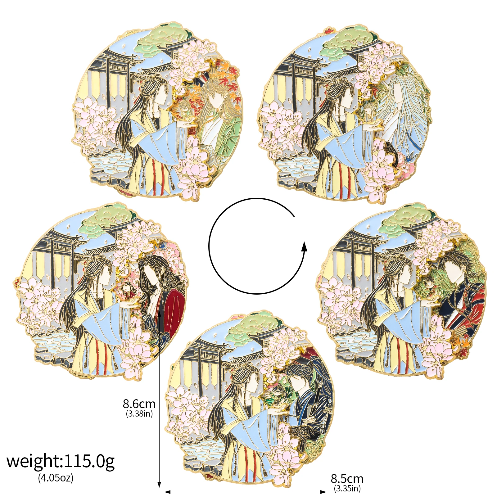 أنيمي الحب والفضاء العميق رافاييل بروش تأثيري الدعائم تدوير مطابقة شارة بدبوس زوجين التلبيب الرجال النساء على ظهره مجوهرات #6