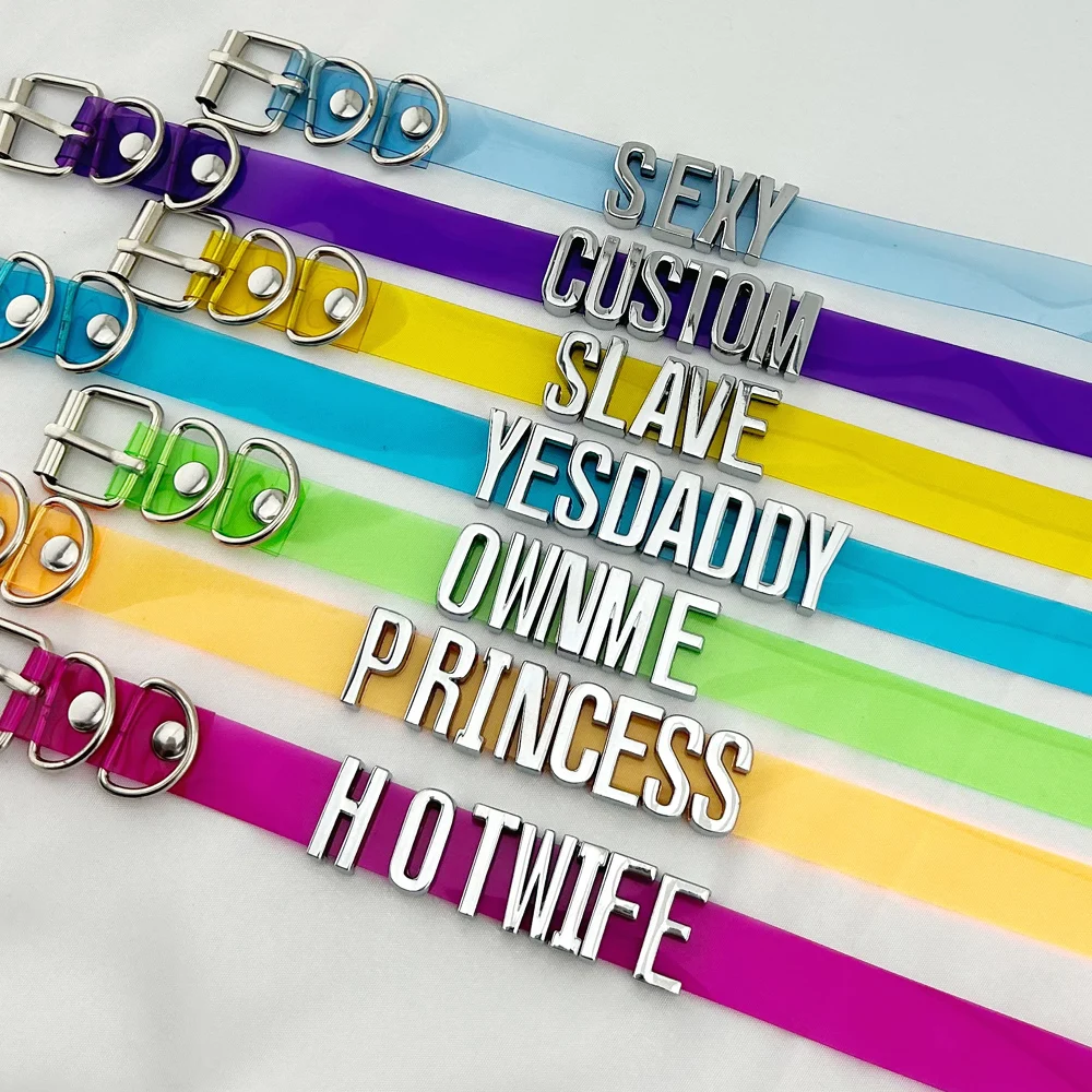 Punk Sexy Letters Custom Choker Collar Necklace Men Women Unisex Personalized Kawaii Candy Pvc Customized Cosplay Party Jewelry