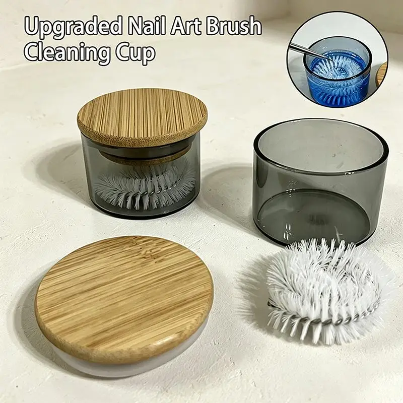 1 Set Cleaner Cup Smooth Brush Wash Pen Brush Cup With Stiff-Bristle Brush For Nail Art Brush Or Powder Acrylic Brush Cleaner