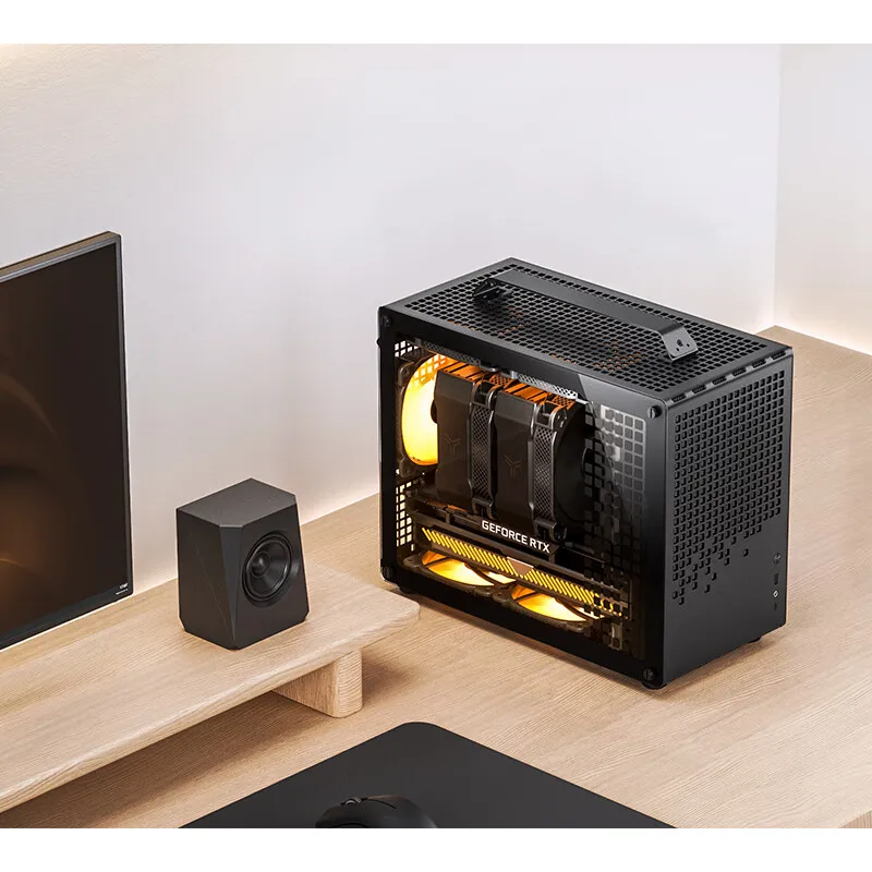 Jonsbo Z20 MATX ATX Casing PC Sasis 20L Casing Pegangan Dapat Dilepas Mendukung 240Mm Pendingin AIO Tipe-c Casing Kompak Kecil Desktop Hitam