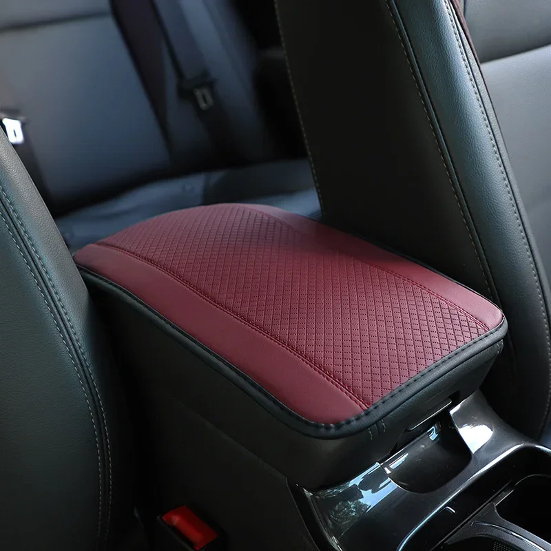 Car Armrest Pad Fiber Leather Armrest Box Pad Car Accessories, Embossed Double-line Anti-slip Central Armrest Box Cover Pad