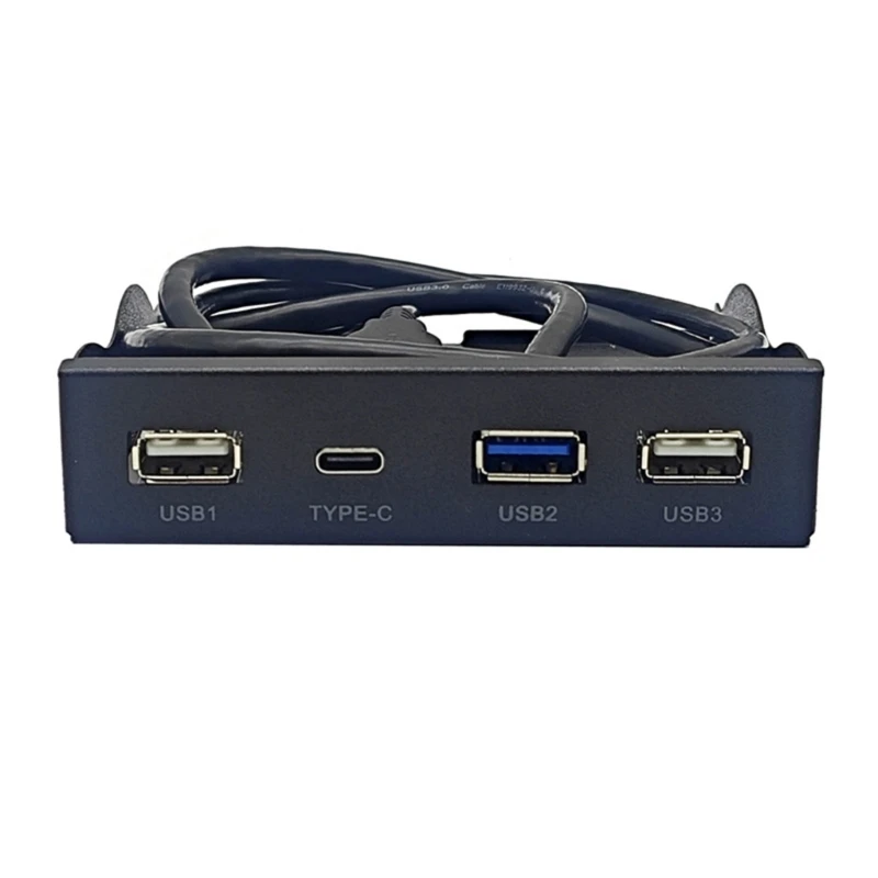 

3.5 inch 19pin to Type C Port HUB Splitter Disppy Bay 3.5mm Headphone Expansion Front Panel Rack for PC