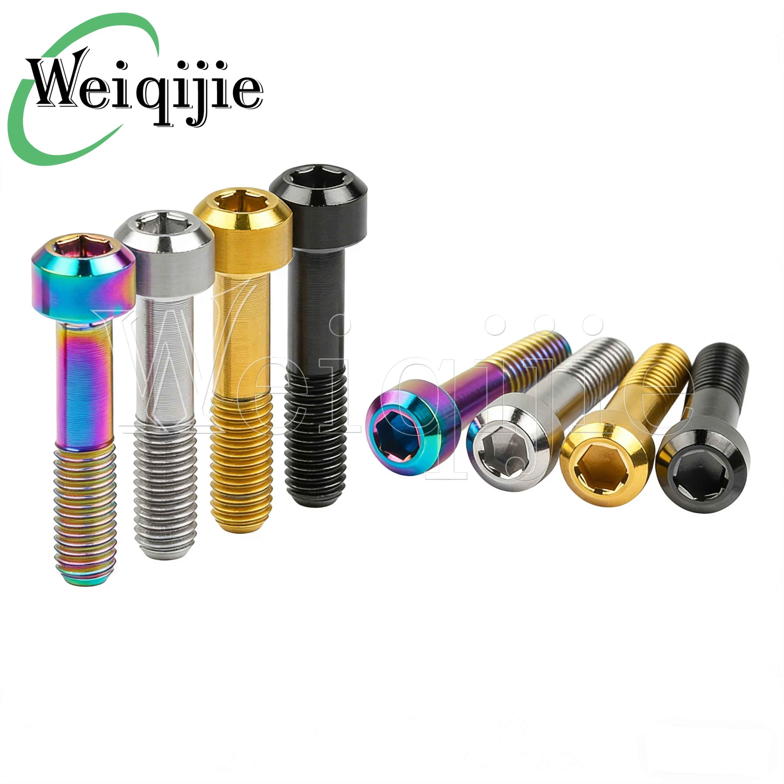 Weiqijie 6PCS Titanium Alloy M5x23mm Chamfered Head Half-Thread Screws Good Choice for Fashionable Bicycle Modifications