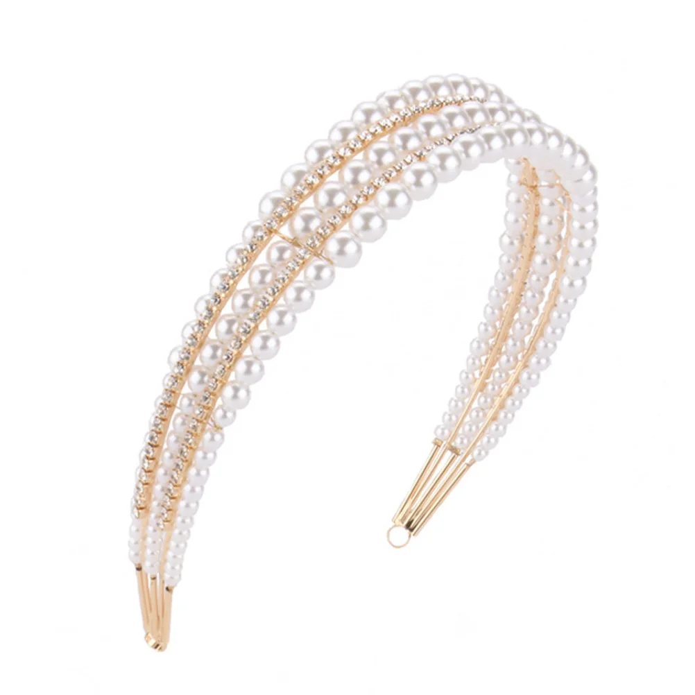 

Lovely Pearl Headband Wedding Bride Elegant Headdress Costume Party Holiday Cosplay Carnivals Decor Girl Handmade Fashion