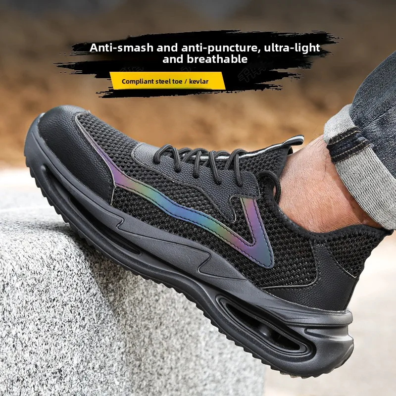 Summer Large Mesh Anti-smashing Anti-piercing Breathable Deodorant Safety Shoes Lightweight and Wear-resistant Work Shoes