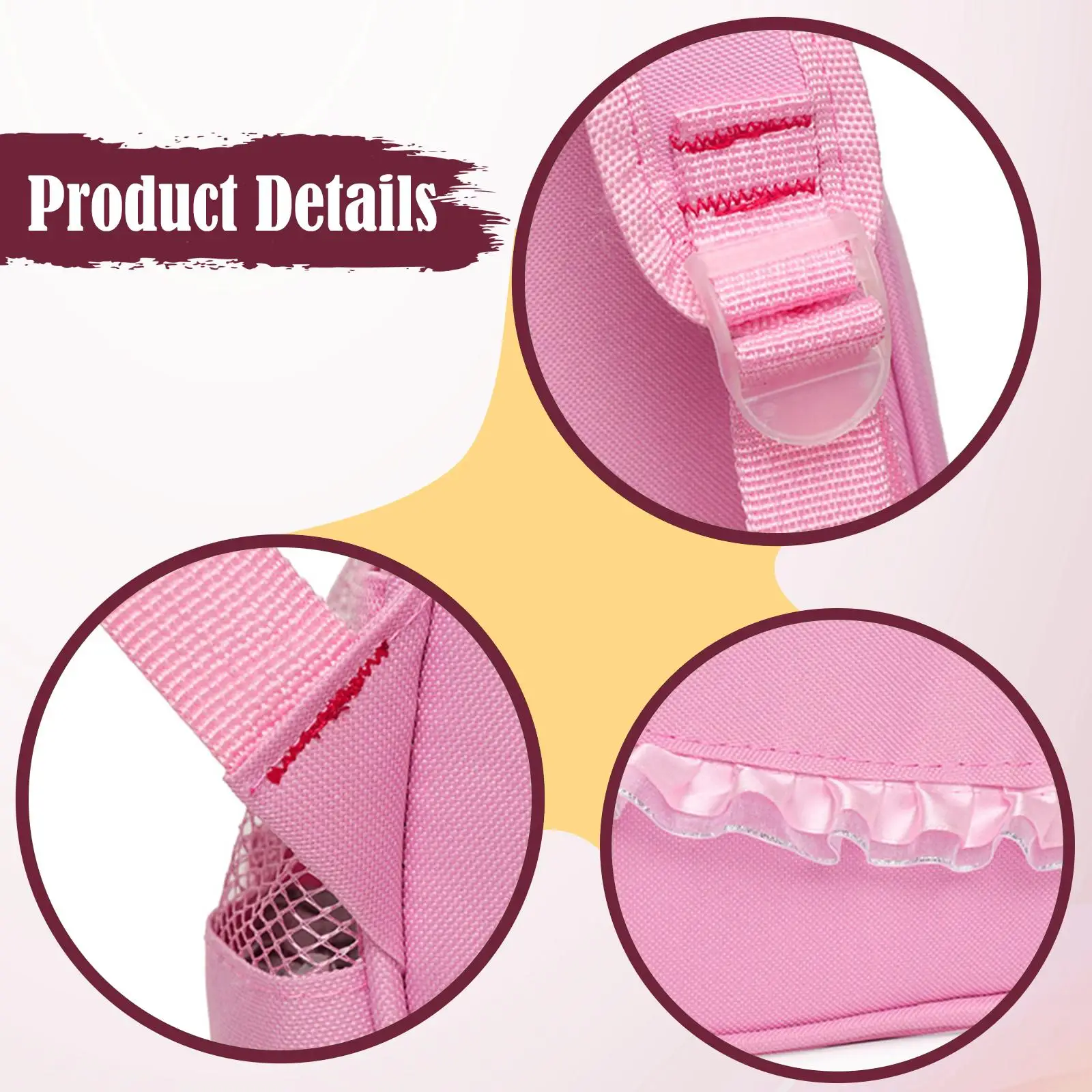 Girls Ballet Backpack Adorable Waterproof Oxford Cloth Duffle Bag Rucksack