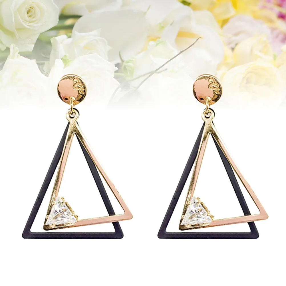 

Earrings Fashion Zircon Hollow Triangle Dangle Women's Anti Allergy Geometric Eardrop Trendy Stylish Party Accessories