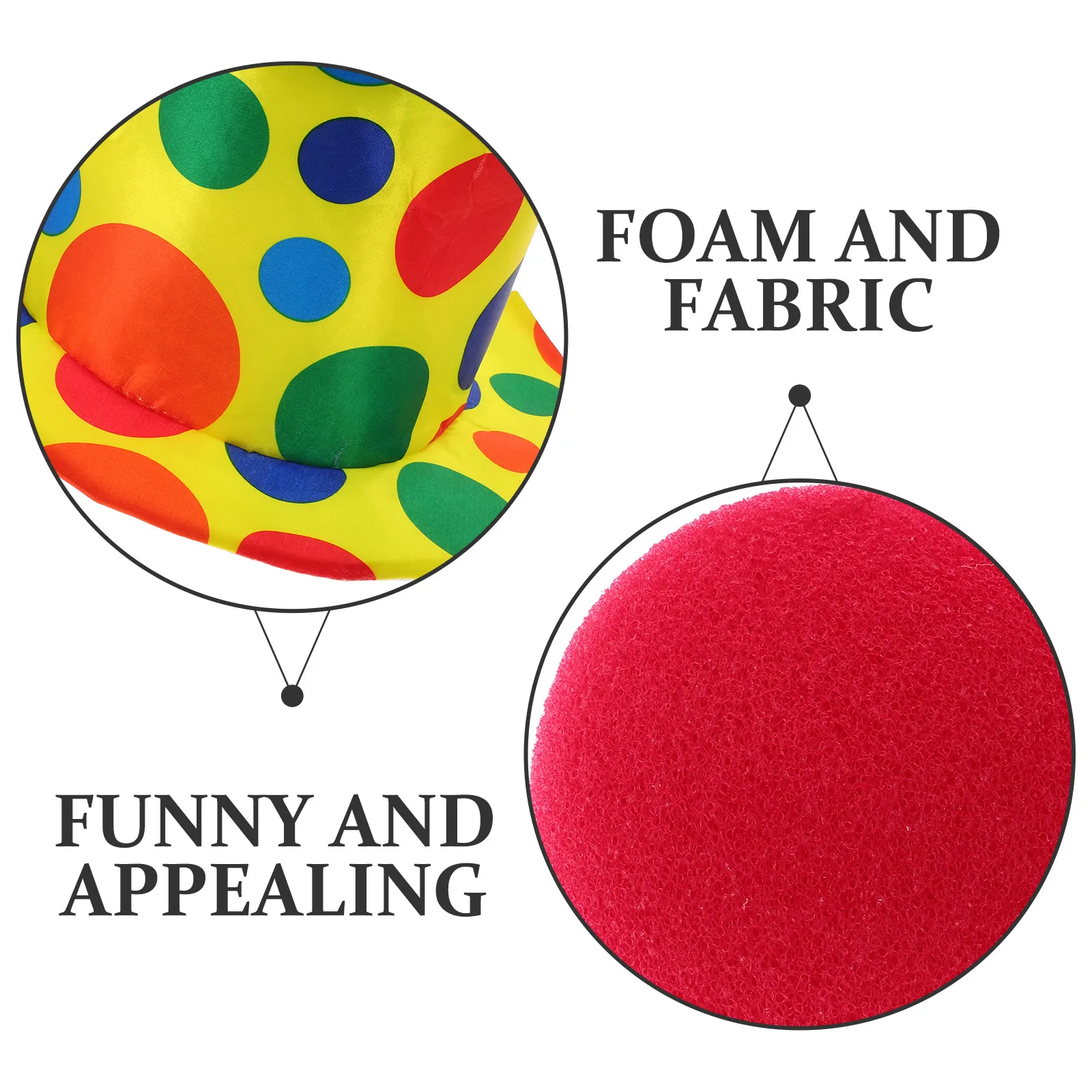 

2 шт. аксессуаров для костюма клоуна, карнавальные костюмы и реквизит, аксессуары для головного убора и носа