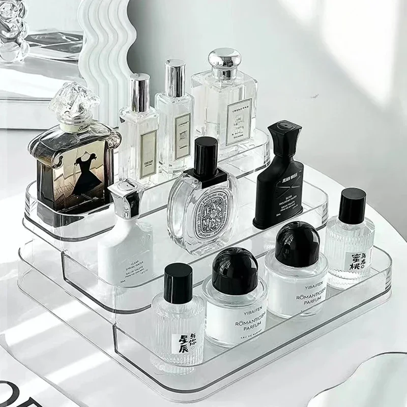 

3 Tier Desktop Perfume Shelf PET Cosmetic Organizer Perfume Storage Rack Doll Display Stand Kitchen Seasoning Organizer