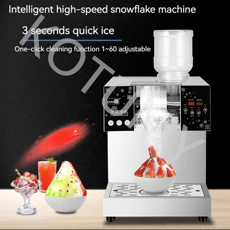 200kg/days Commercial Snowflake Ice Machine Small Snow Continuous Cooled Milk Mango Bingsu Shaver Smoothie Crusher